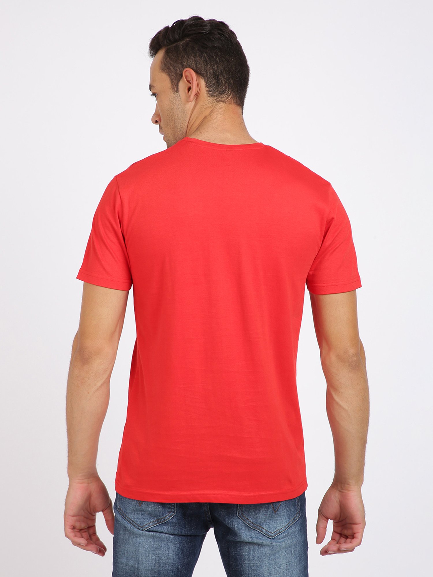 BLACK RADIO Red Slim Fit Printed Crew T-Shirt