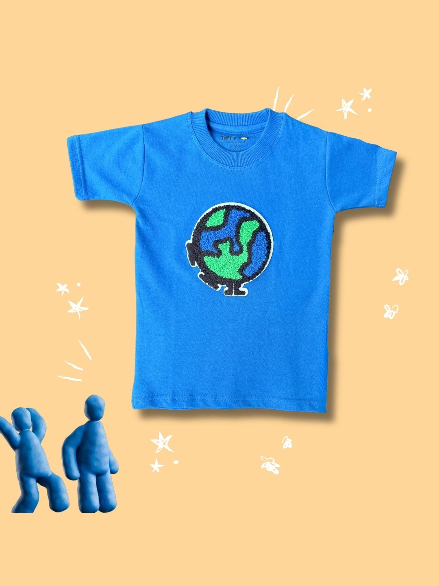 Tippy Top Kids Blue Self Design T-Shirt