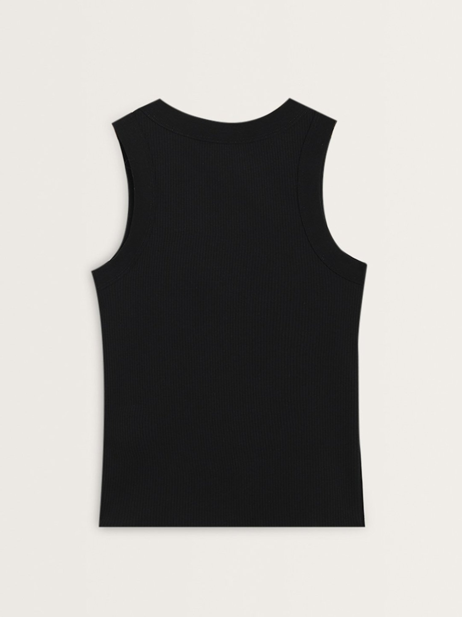 Superstar by Westside Black Ribbed Cotton Blend Tank Top