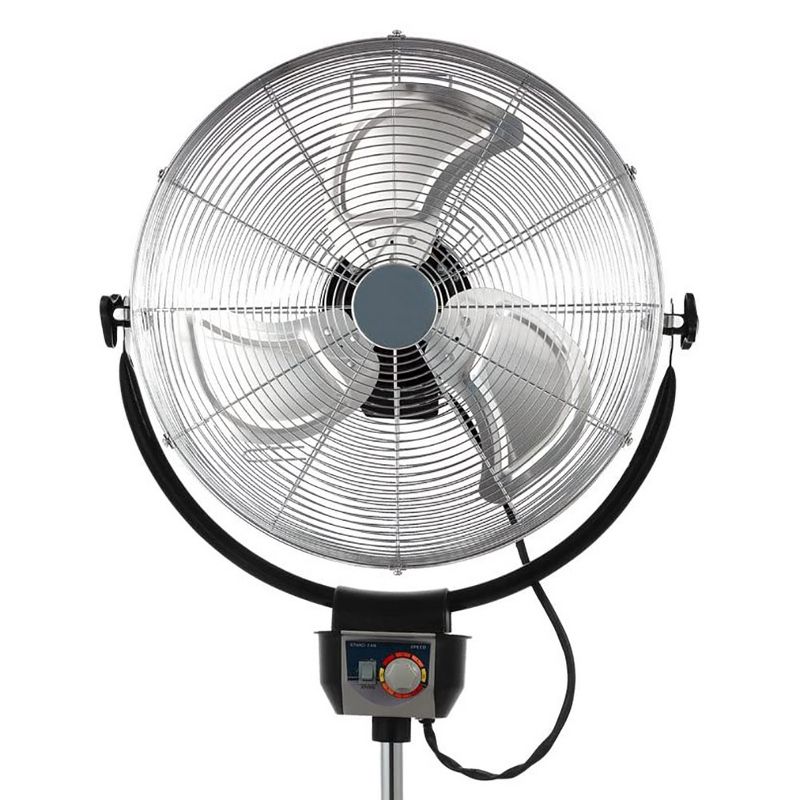 Optimus F-4205 20 Inch 3 Speed Standing 360 Degree Tilt 75 Degree Oscillating Industrial Home Floor Fan with Chrome Wire Grill