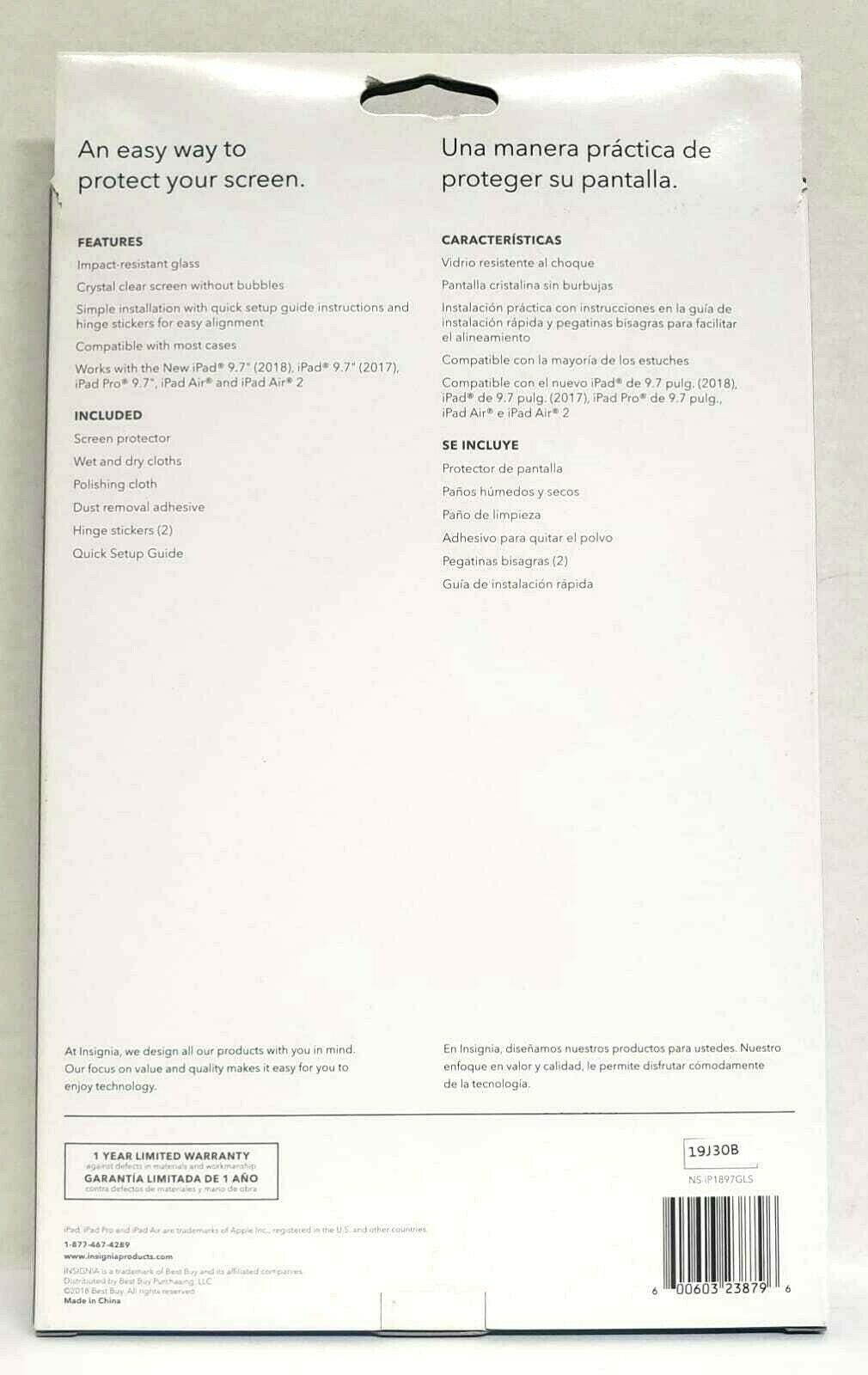 Insignia NS-IP1897GLS Reinforced HD Glass Screen Protector for Apple iPad/Pro