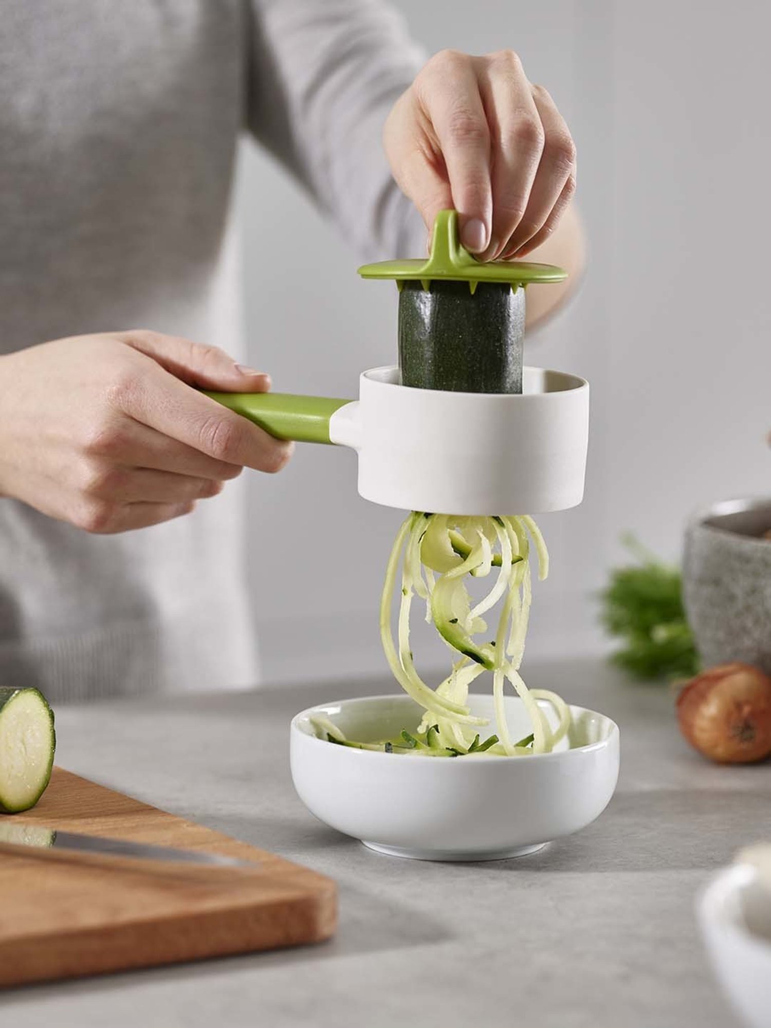 Joseph Joseph Green & White Plastic 5 cm Compact Spiralizer - Set of 1