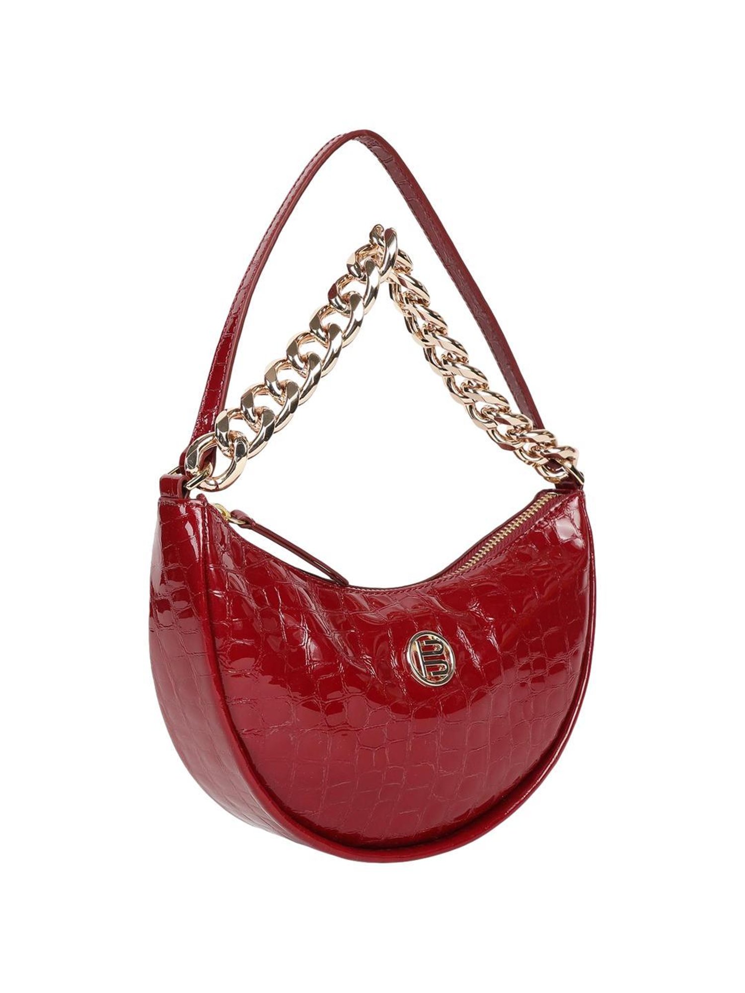 BAGATT Barletta Red Textured Small Hobo Handbag