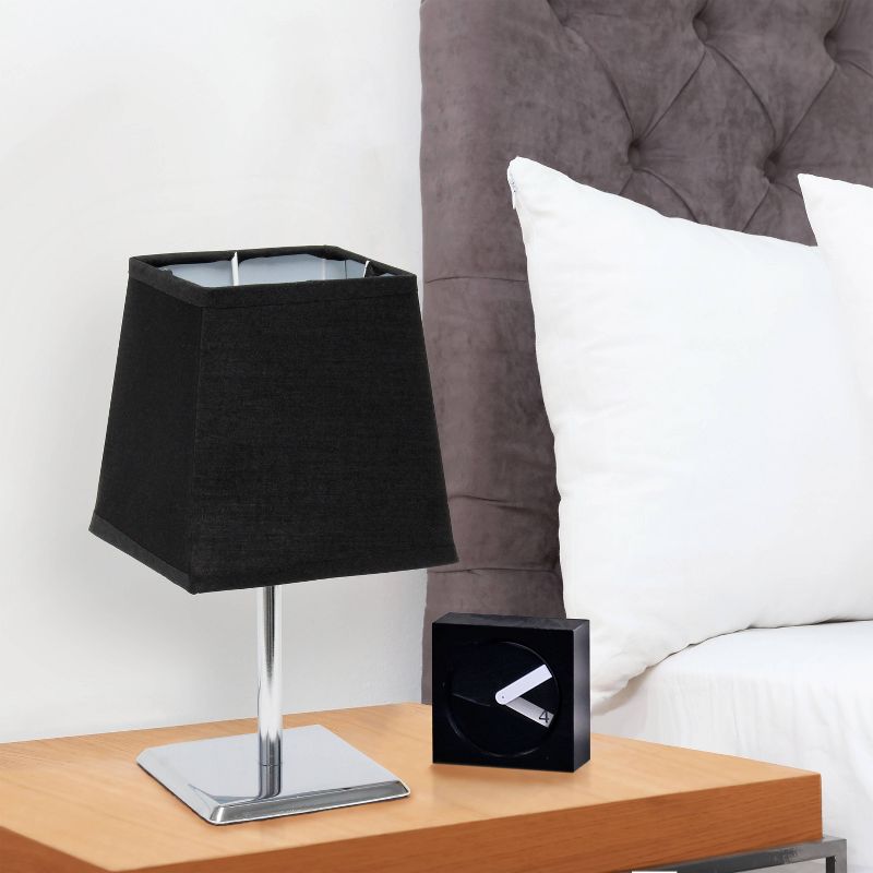 Mini Table Lamp with Squared Empire Fabric Shade Black - Simple Designs
