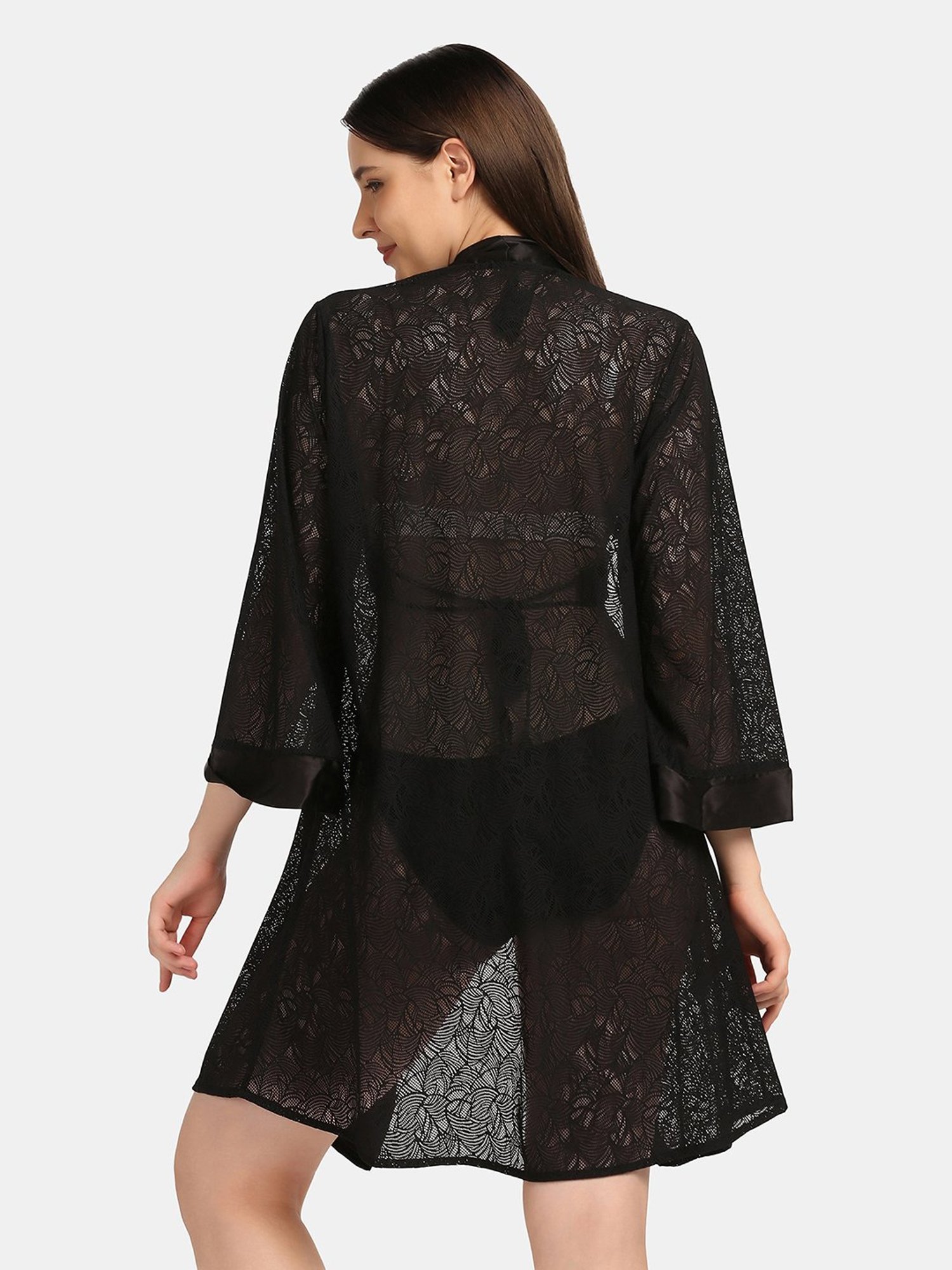 Da Intimo Black Lace Robe