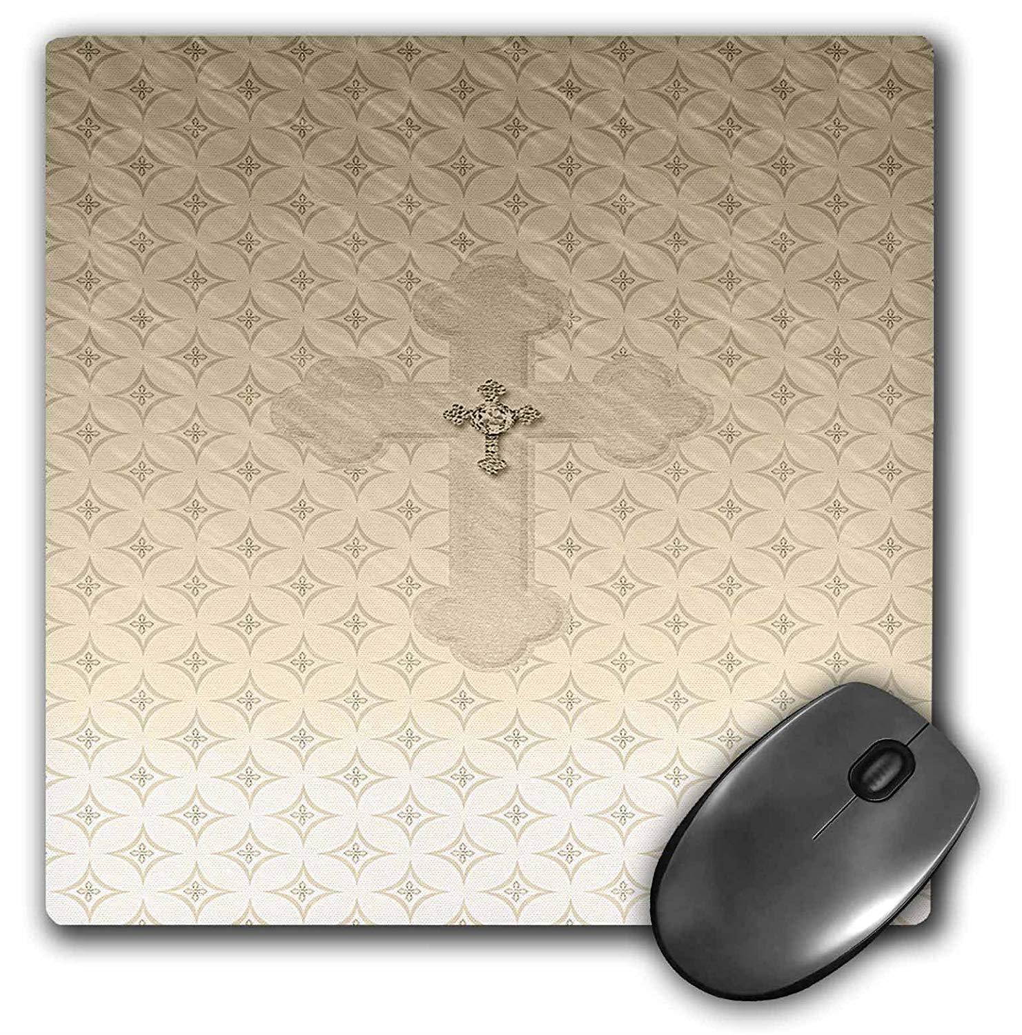 3dRose LLC 8 X 8 X 0.25 Inches Mouse Pad Gold Cross with Jewel Look on Larger Gold Cross (Mp_180926_1)