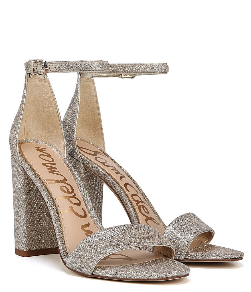 Sam Edelman Yaro Glam Mesh Ankle Strap Block Heel Dress Sandals
