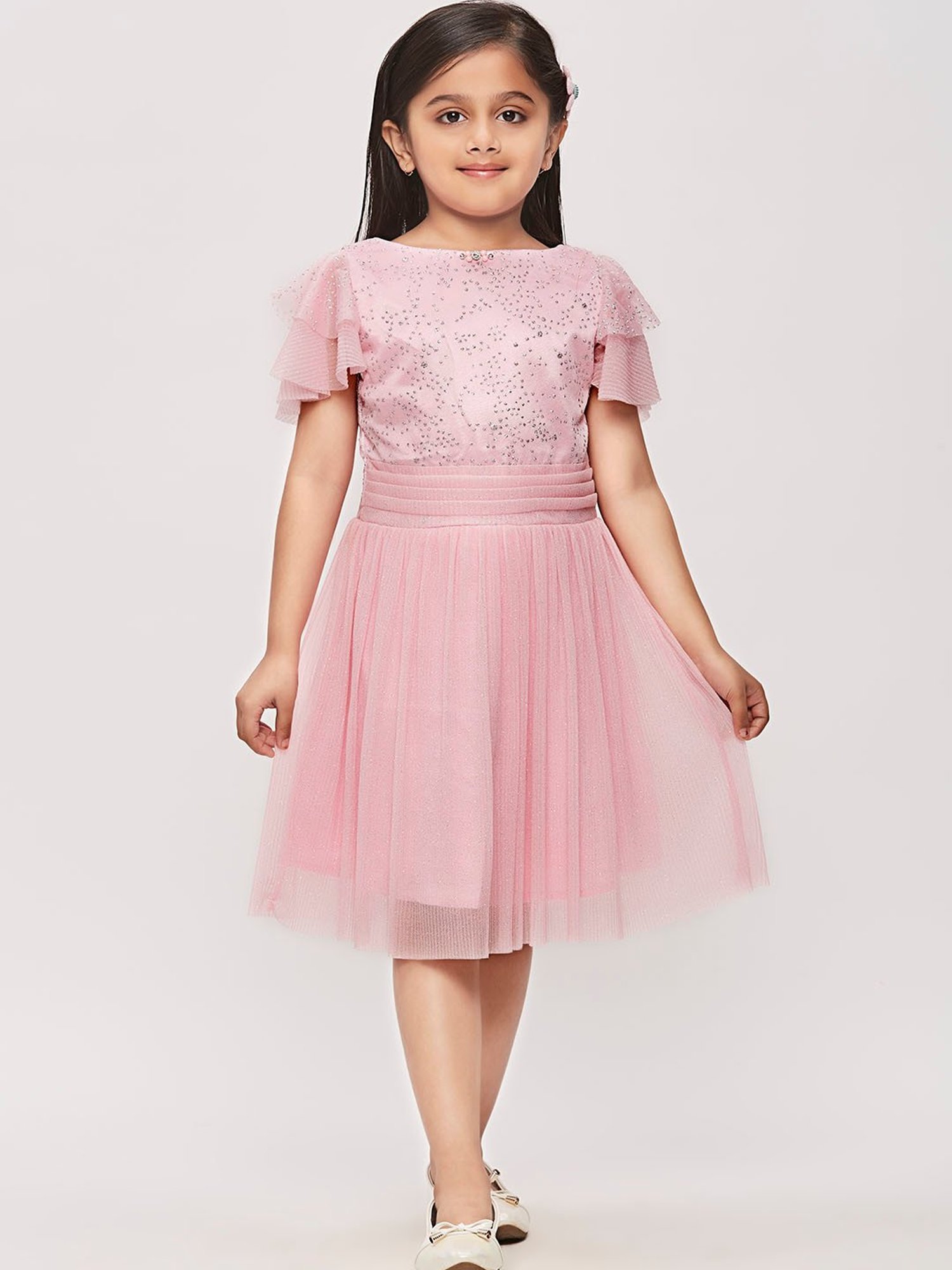 Tiny Girl Pink Embellished Midi Dress