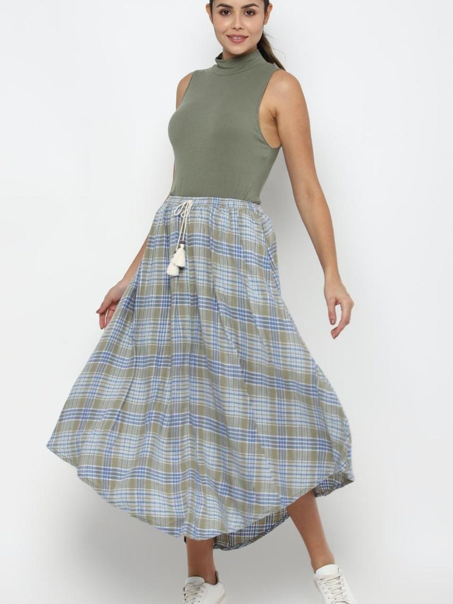 American Eagle Outfitters Olive Checks Skirt