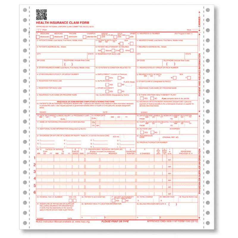 ComplyRight CMS12W2 CMS1500 2PT Cont WW1000 