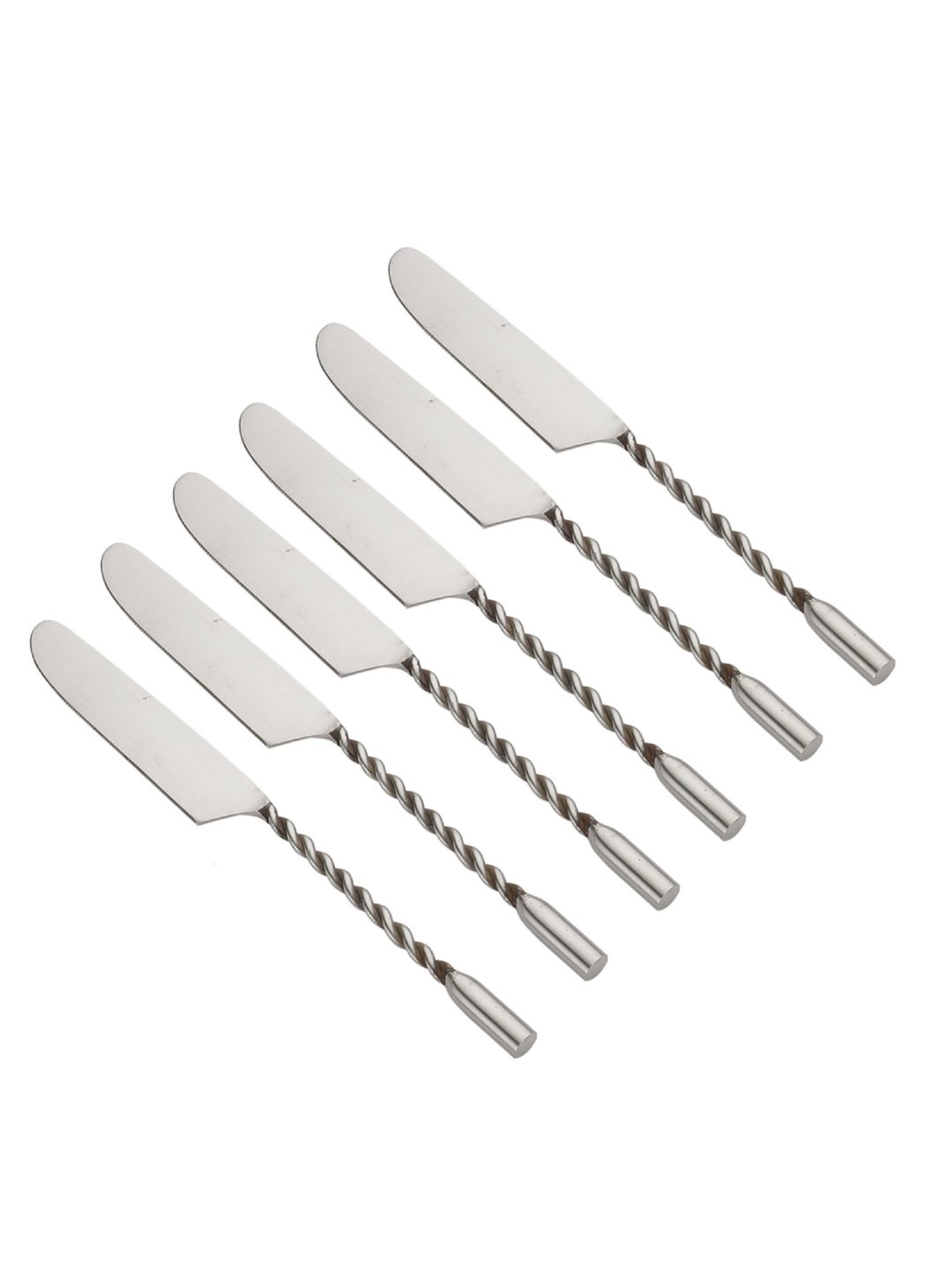 VarEesha Silver Stainless Steel Twisted Handle Knives - Set of 6
