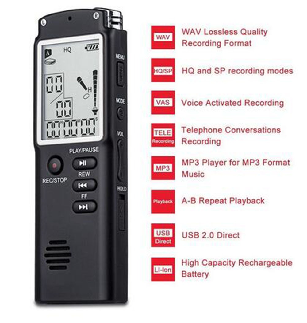 32GB Voice Recorder USB Professional 96 Hours Dictaphone Digital Audio Voice Recorder With WAV,MP3 Player