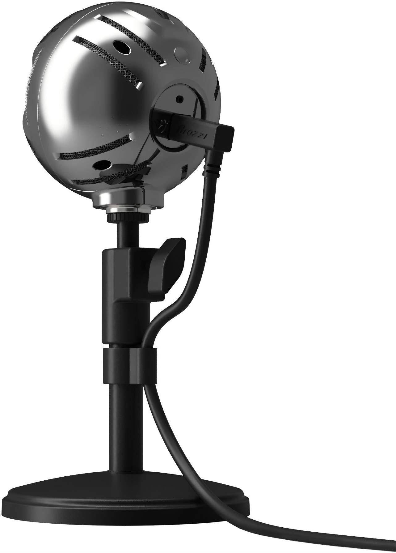 Arozzi Sfera Microphone (Chrome) - Cardioid Pattern, Boom Arm Compatible