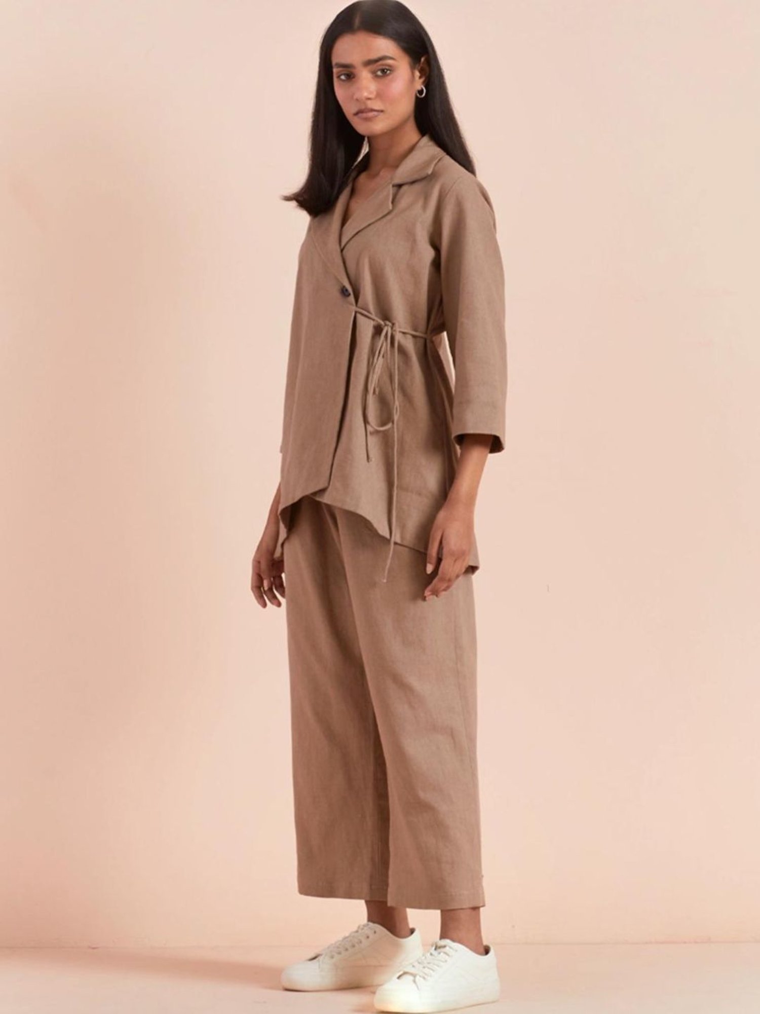 Priya Chaudhary Beige Yasha Twill Cotton Pant