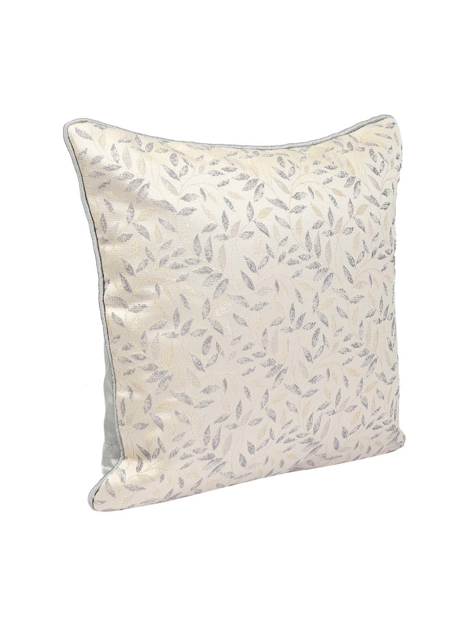 MFD HOME Furnishing Silver Silk Cushion Cover - Set of 1