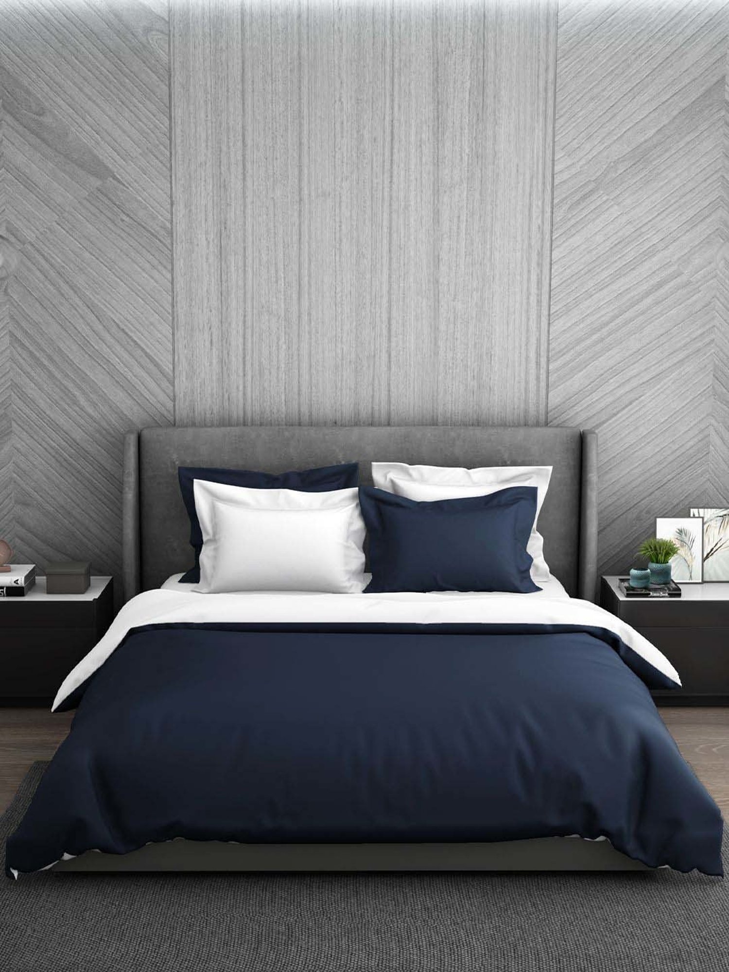 Spaces Hygro Navy Cotton 300 TC Double Duvet Cover