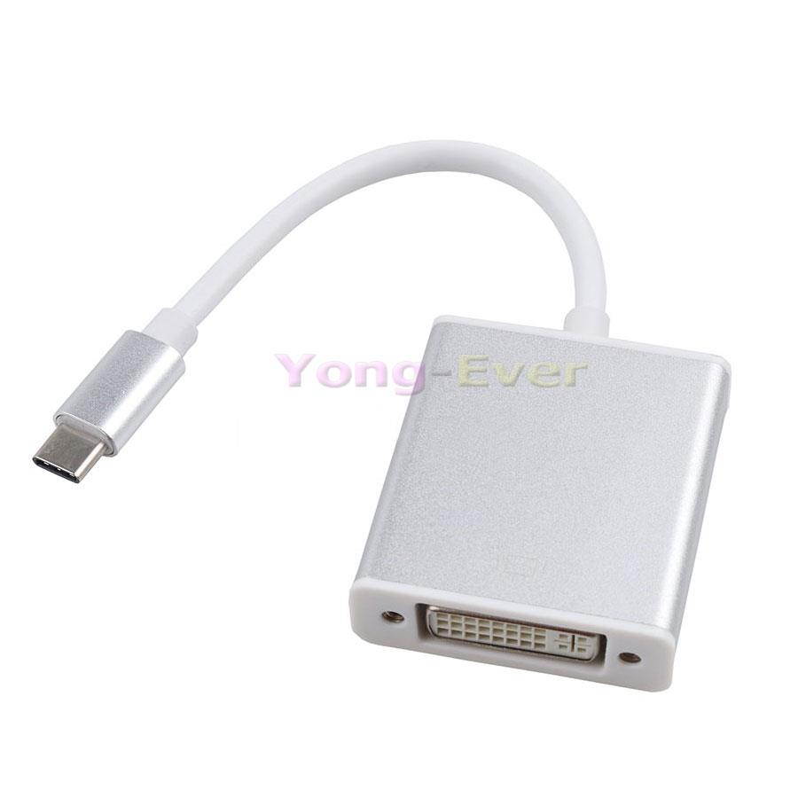 USB-C Type C USB 3.1 to DVI 24 5 Pin 1080P Adapter Converter Connector Cable Type-C to DVI for Macbook Pro Chrombook 4K HDTV