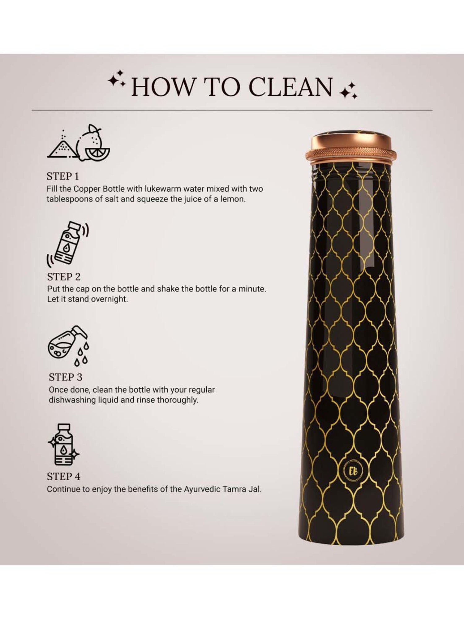 Everything Beautiful Black Copper Water Bottle - Slim (0.75 L)