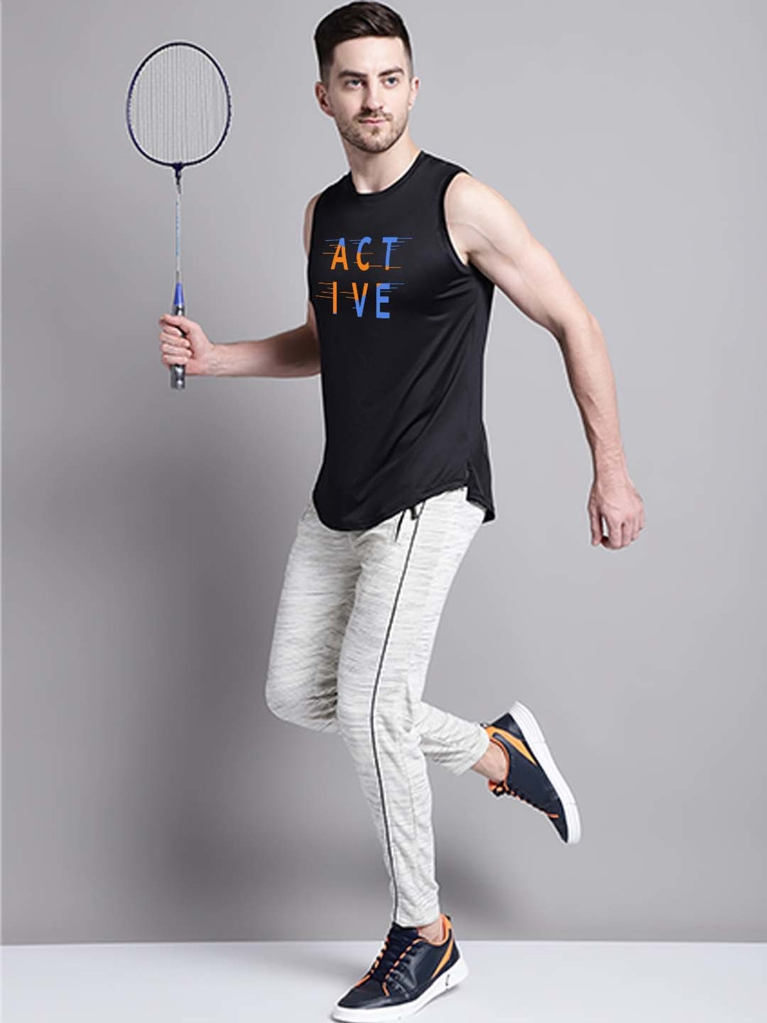 Friskers Black Regular Fit Graphic Sports T-Shirt