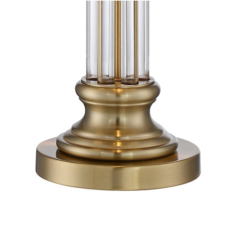 Vienna Full Spectrum Rolland Antique Brass Crystal Column Lamp with Table Top Dimmer