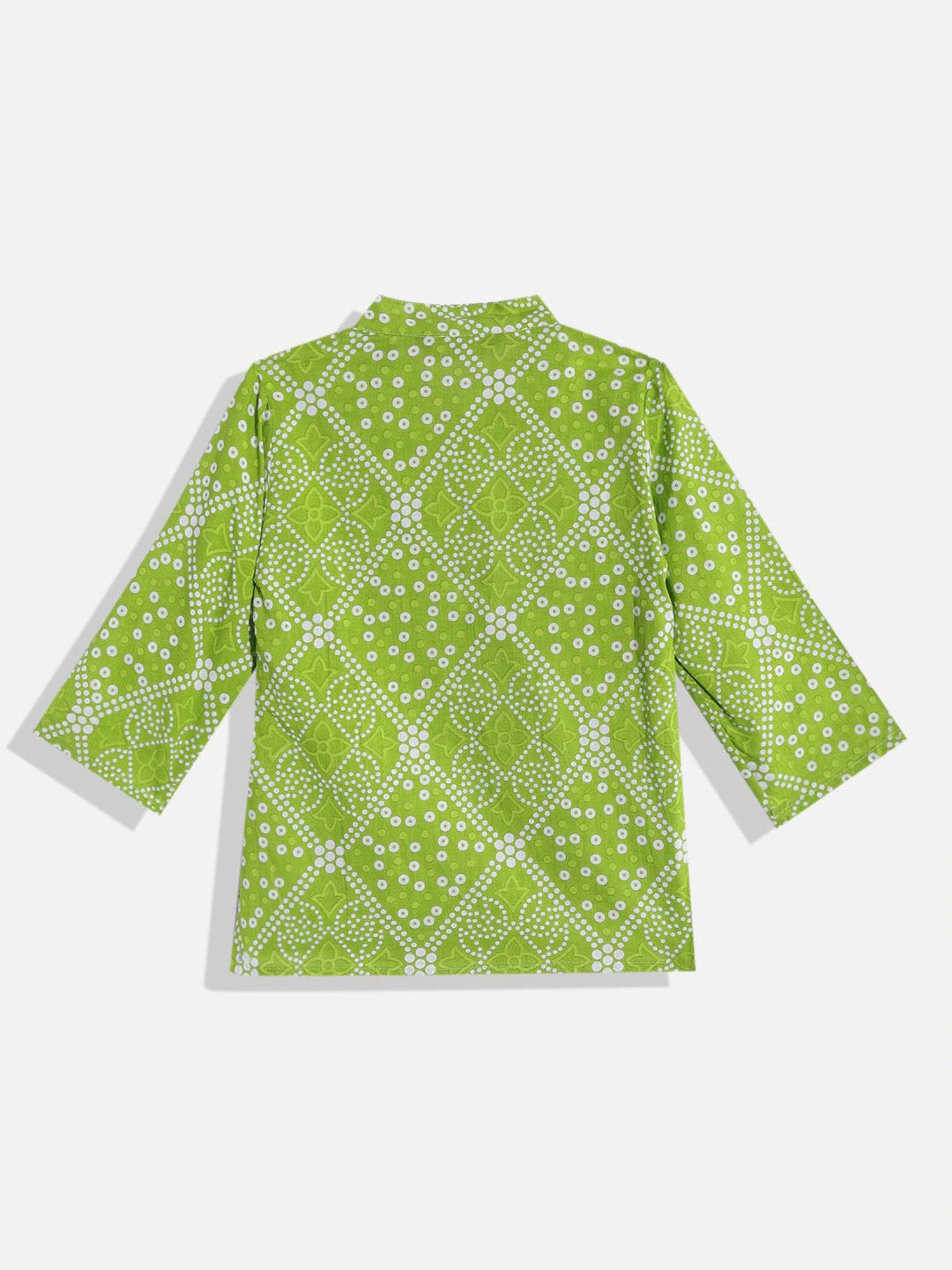 READIPRINT FASHIONS Kids Green & White Printed Full Sleeves Kurta With Pyjamas