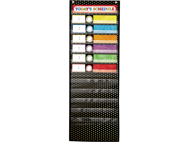 Deluxe Scheduling Pocket Chart, 12 Pockets, 13w x 36h, Black 158041