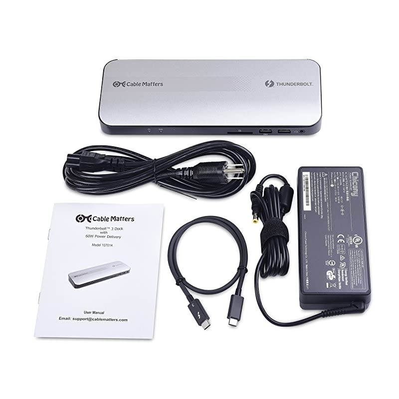 Certified  Aluminum Thunderbolt 3 Dock with HDMI 2.0 and 60W Laptop Charging for Windows PC and MacBook Pro (Not Compatible with USB-C Ports Without The Thunderbolt Logo)