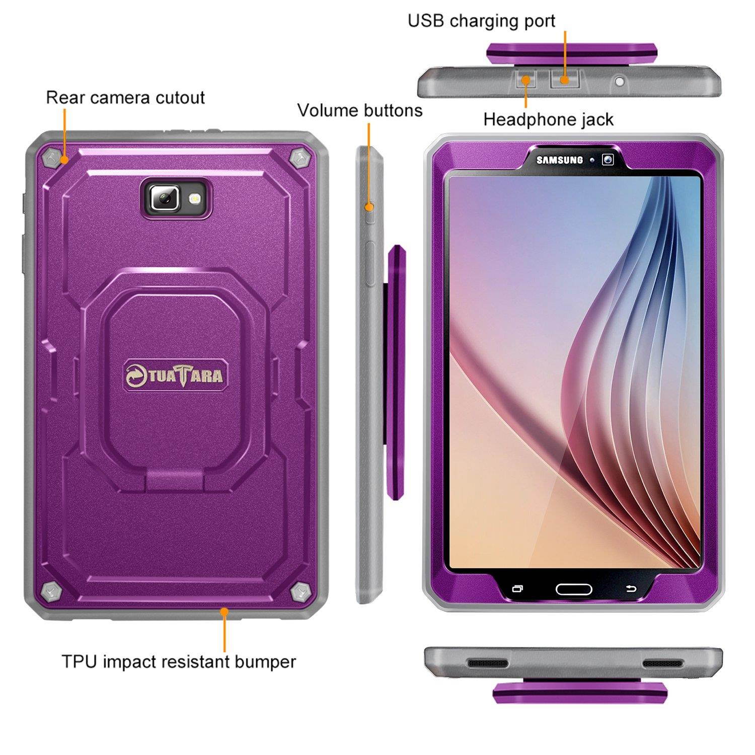 Fintie Case for Samsung Galaxy Tab A 10.1 (2016 NO S Pen Version), [Tuatara Magic Ring] 360 Rotating Multi-Functional Grip Stand Shockproof Cover Built-in Screen Protector for Tab A 10.1 Tablet,Purple