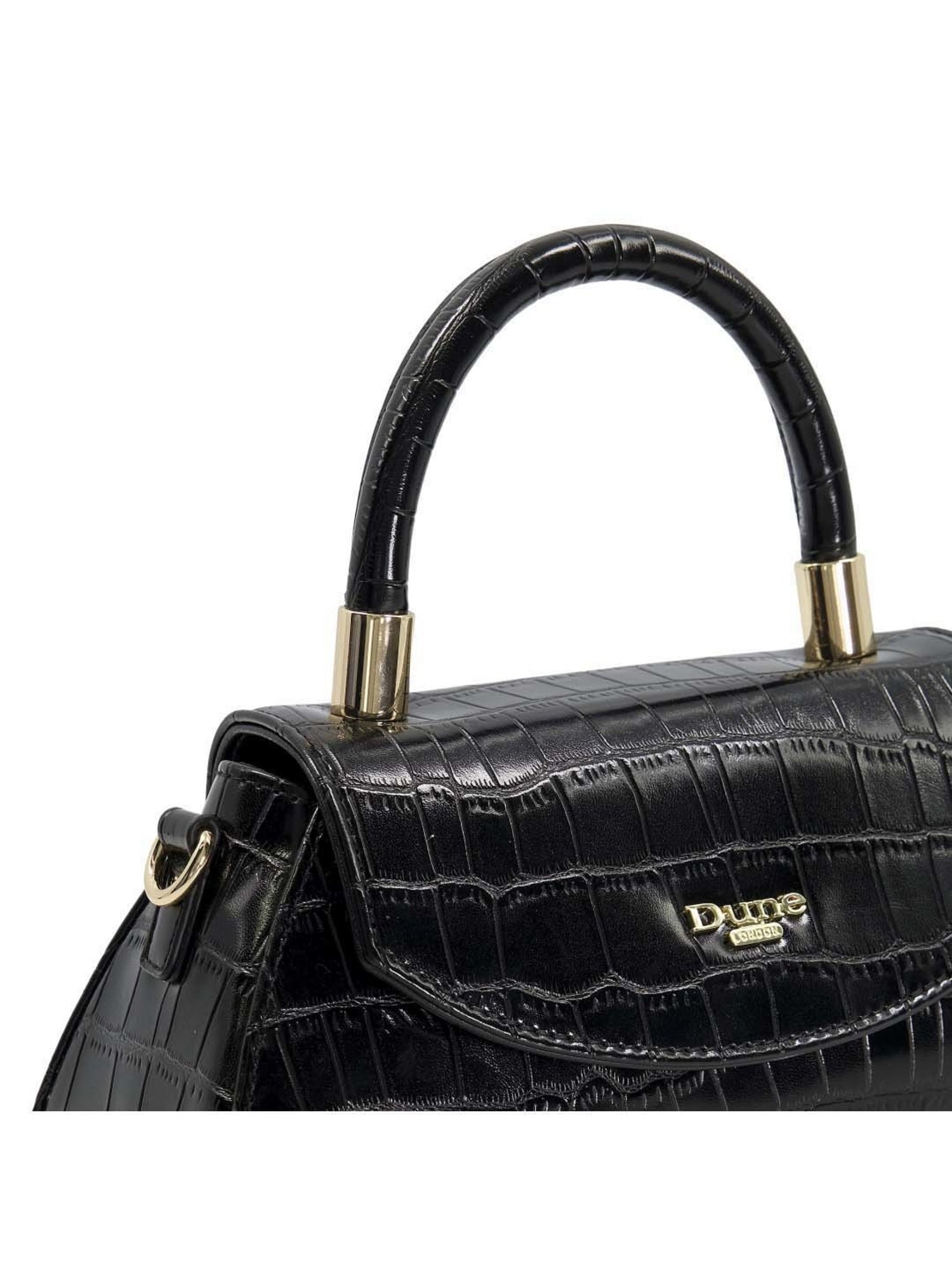 Dune London Black Textured Small Satchel Handbag