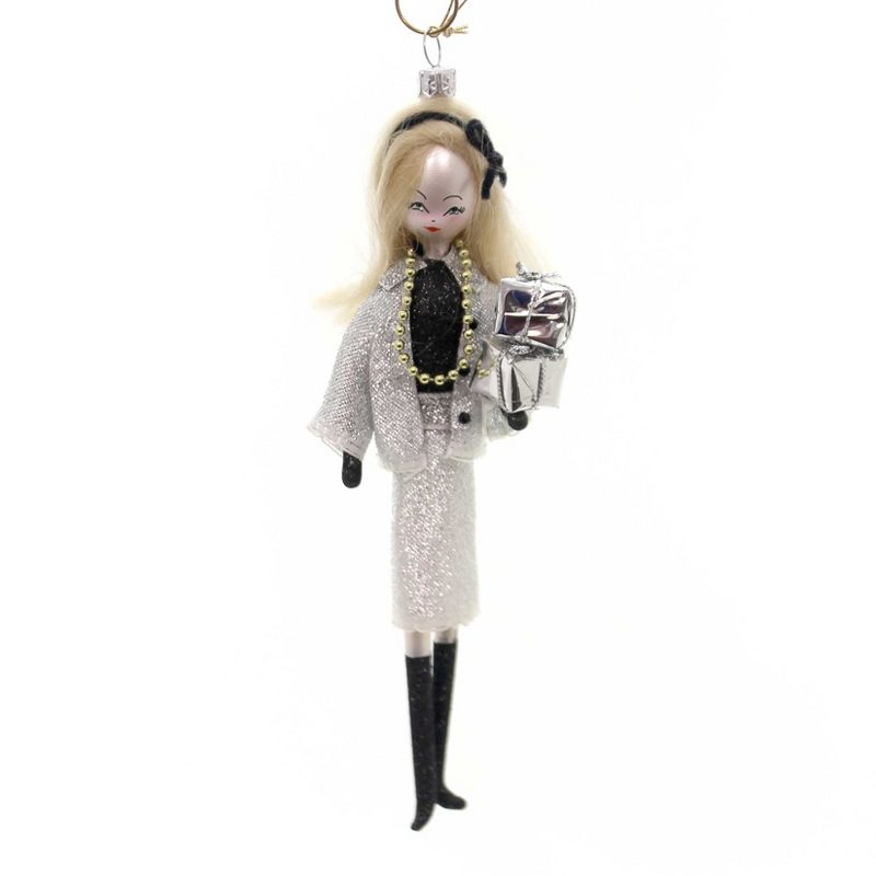 Italian Ornaments 7.0" Lady In Silver Suit Ornament Italian Dress Up  -  Tree Ornaments