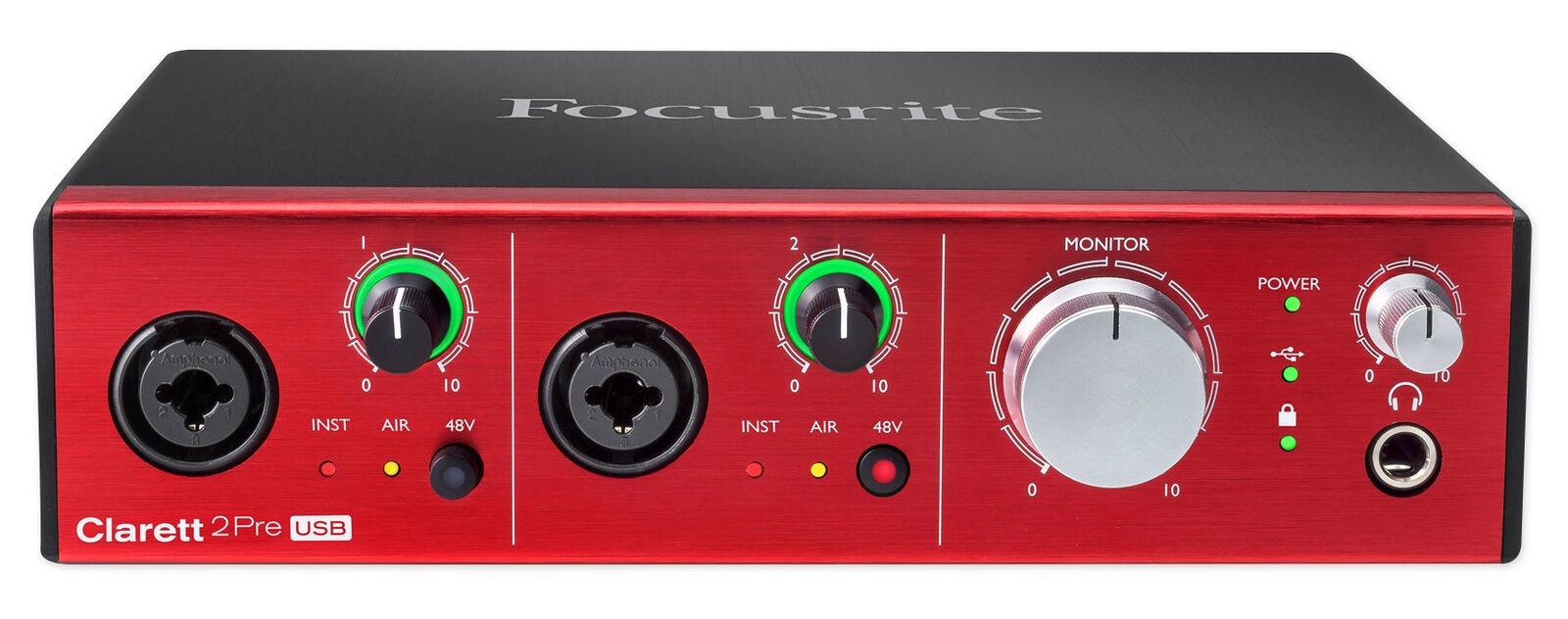 Focusrite Clarett 2Pre USB Audio Recording Interface-2 Mic Preamps+Vocal Shield