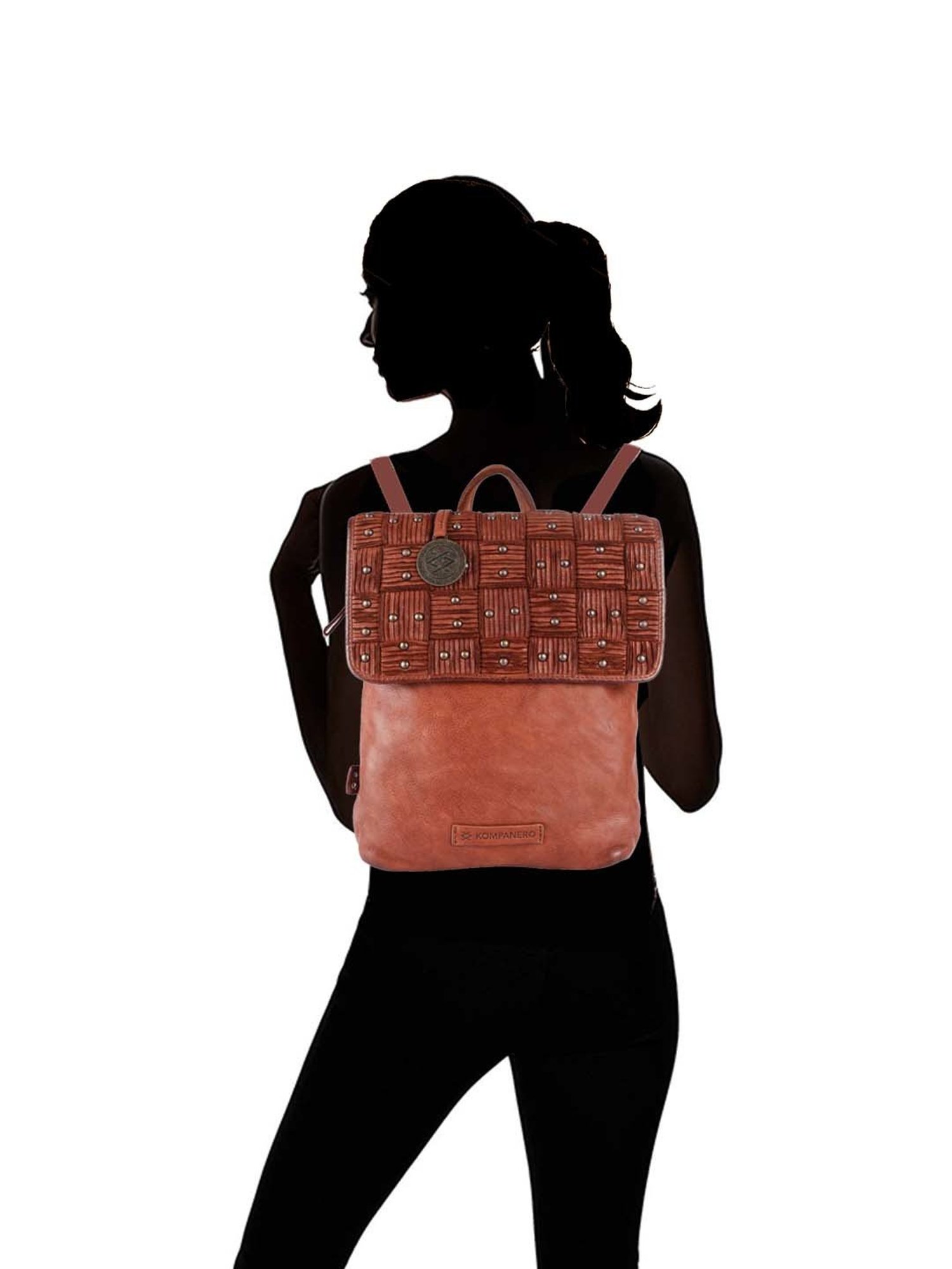 KOMPANERO Tan Leather Medium Backpack