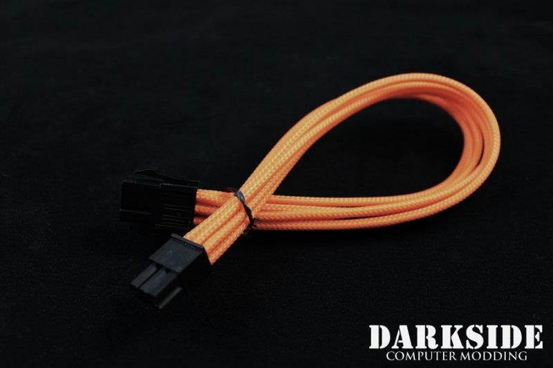Darkside 6-Pin PCI-E 12" (30cm) HSL Single Braid Extension Cable - Orange UV (DS-0235)