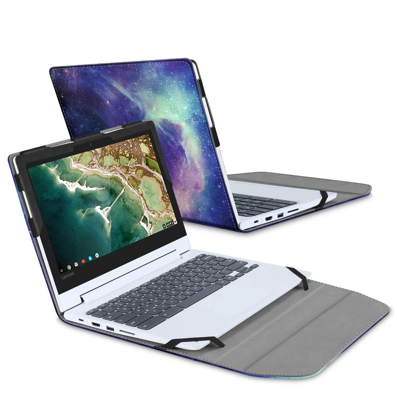 Fintie Sleeve Case for 11.6" Lenovo Chromebook C330 - Premium PU Leather Protective Portfolio Book Cover (NOT Fit Lenovo Chromebook N20p / N21 / N22 / N23 / 300E / 500E / Flex 11), Galaxy