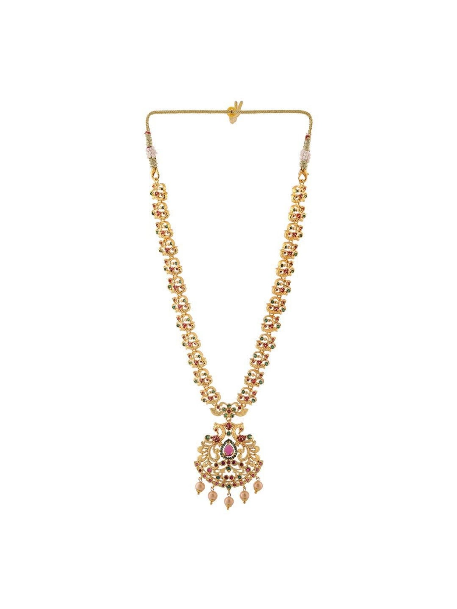Estele Gold-Plated CZ Beautiful Peacock Designer Bridal Necklace Set for Women