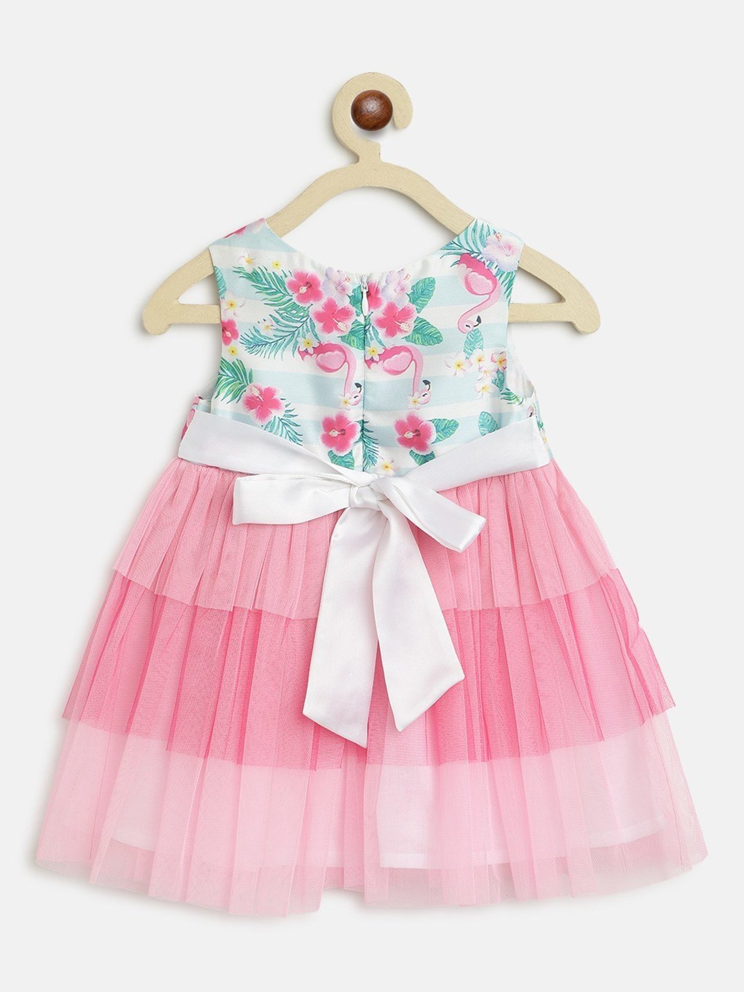 Nauti Nati Kids Pink & Green Floral Print Dress