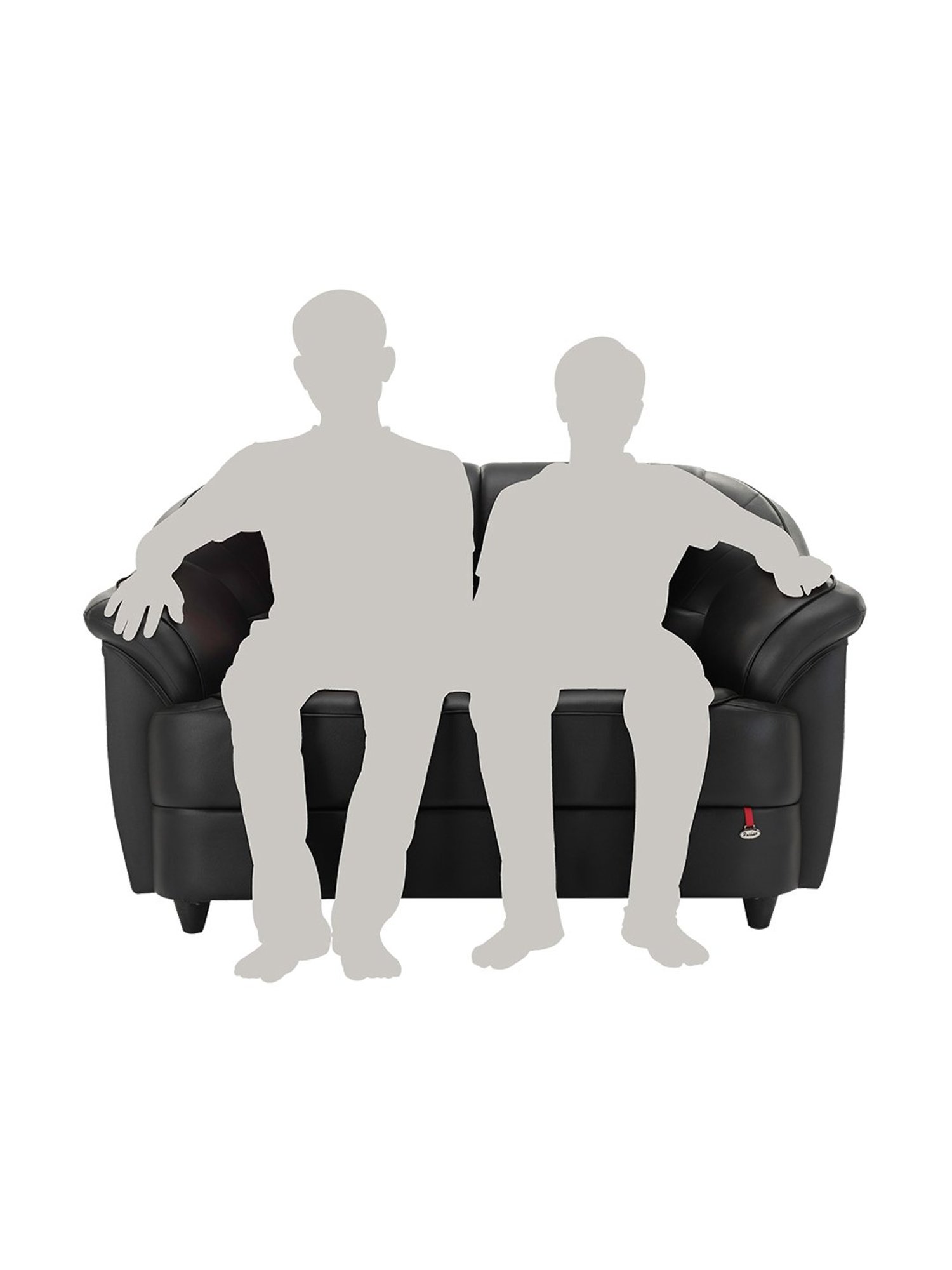 Durian Berry Black Premium Leatherette 2 Seater Sofa