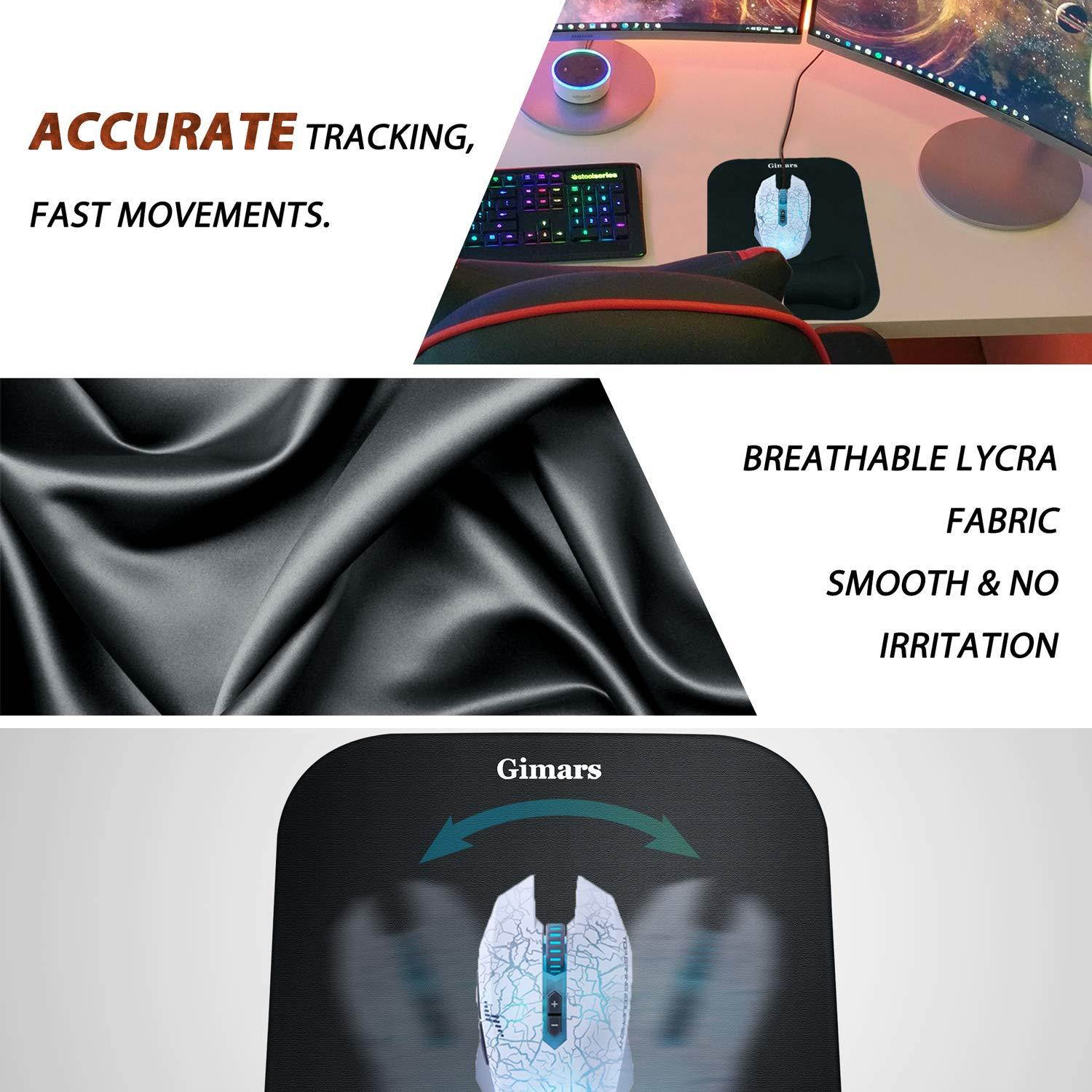 Gimars Large Smooth Superfine Fibre Memory Foam Ergonomic Mouse Pad Wrist Rest Support - Mousepad with Nonslip Base for Laptop, Computer, Gaming & Office - Comfortable for Easy Typing & Pain Relief