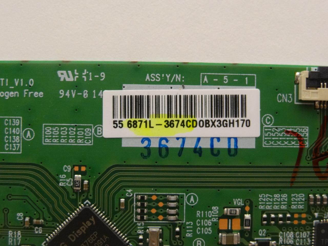 Magnavox 55ME314V/F7 Emerson LF551EM5 T-Con Board 6871L-3674C