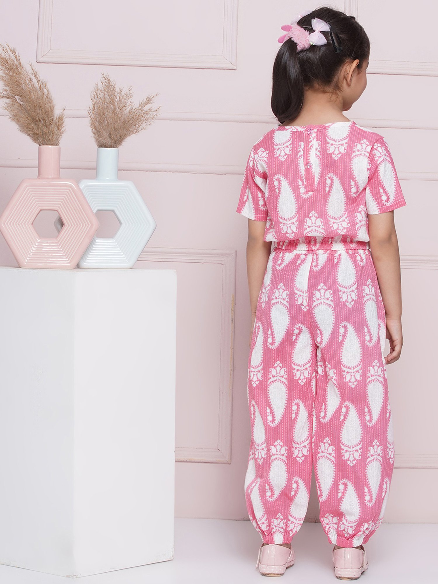 AJ Dezines Kids Pink Printed Top with Pants