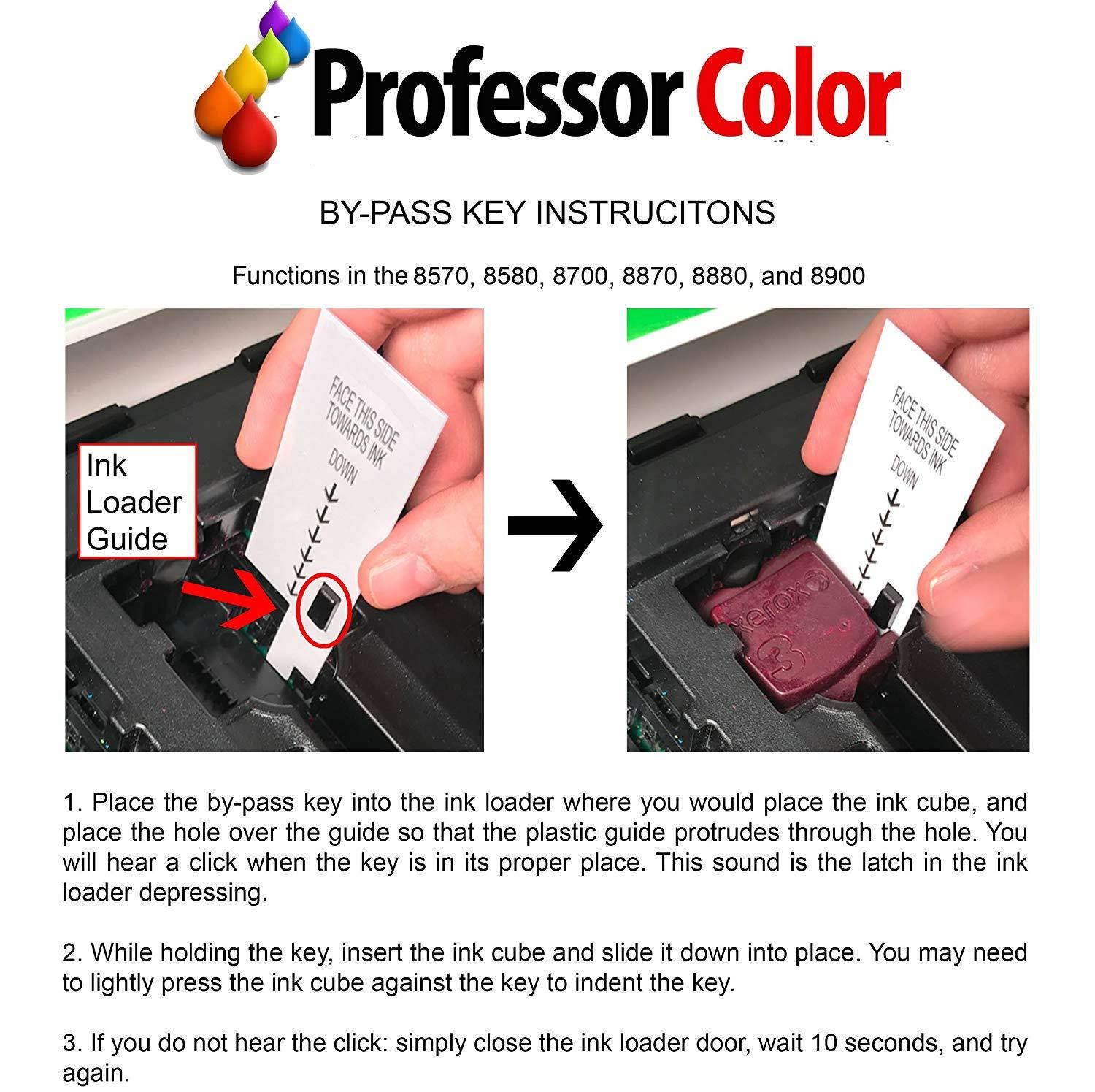 8570 or 8580 Ink Replaces 108R00929 (2 Repackaged Black OEM Inks), Bundle Includes Professor Color Bypass Key for use in North American Printers