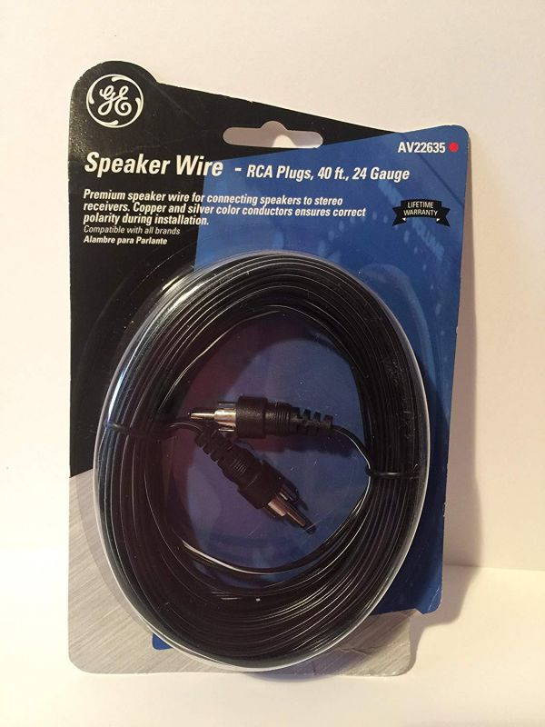 GE 22635 24 Gauge RCA Plugs Speaker Wire (40 Feet)