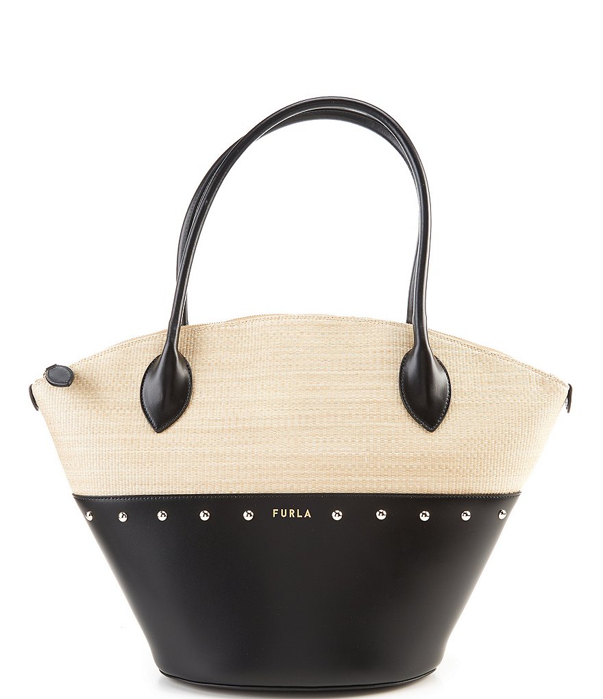 Furla Share Raffia Colorblock Small Tote Bag