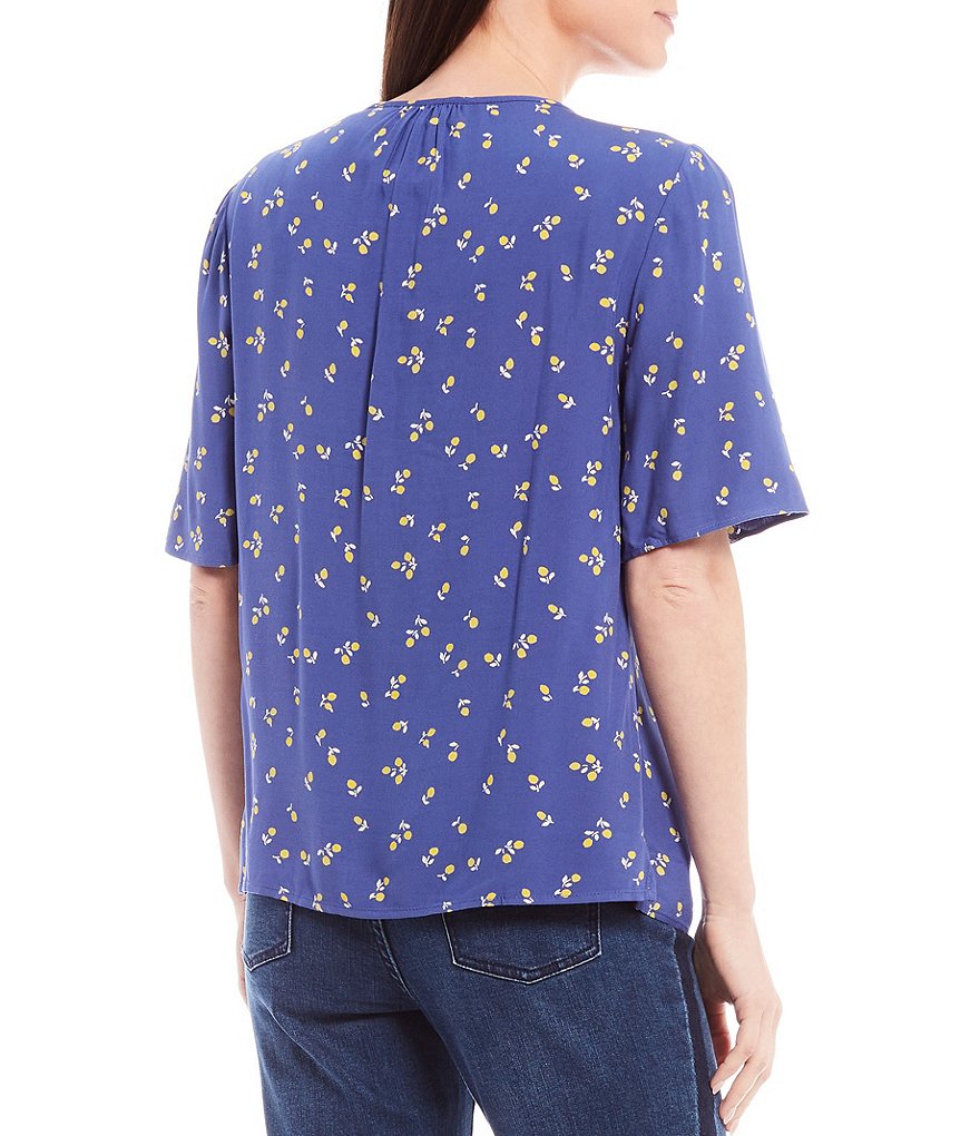 Joules Georgie Short Sleeve V-Neck Button Front Blouse