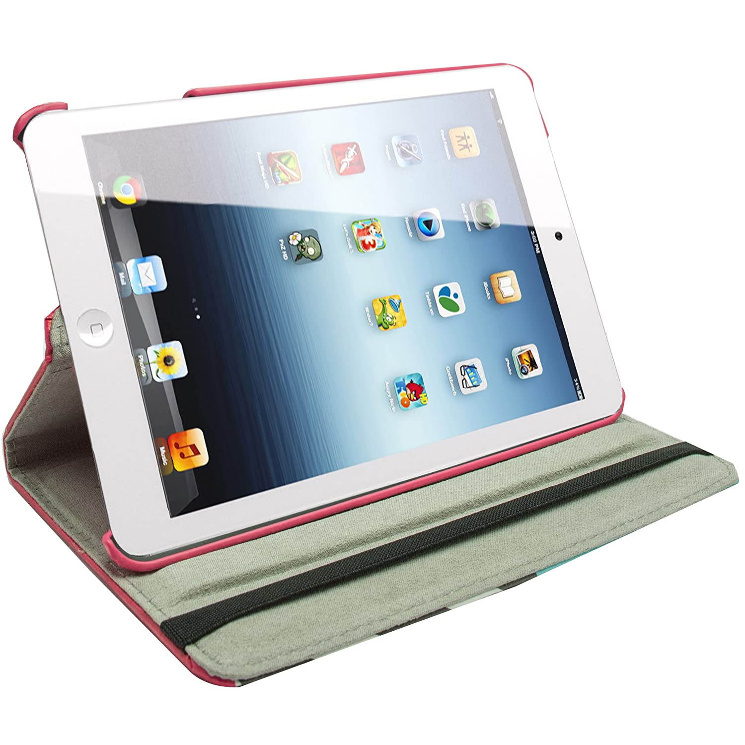 iPad Mini Case, iPad Mini 2/3 Case - Bastex 360 Rotating Case for Apple iPad Mini 1/2/3 with Auto Wake/Sleep Function (Pink/Chevron/Blue)