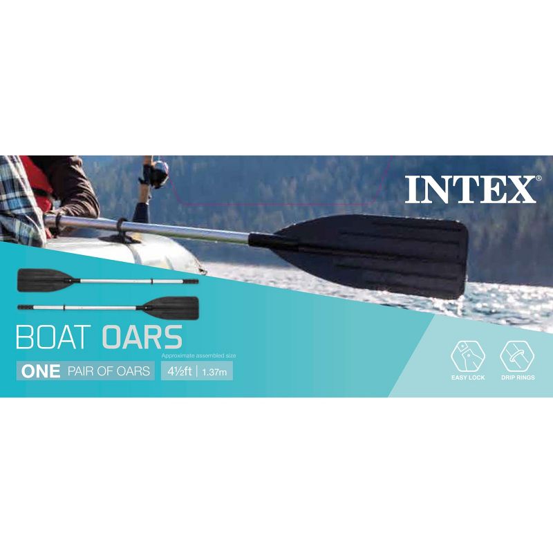 Intex 69625E 54 Inch Paddle Black 2 Piece Lightweight Aluminum Dual Purpose Inflatable Boat Oars, Pair