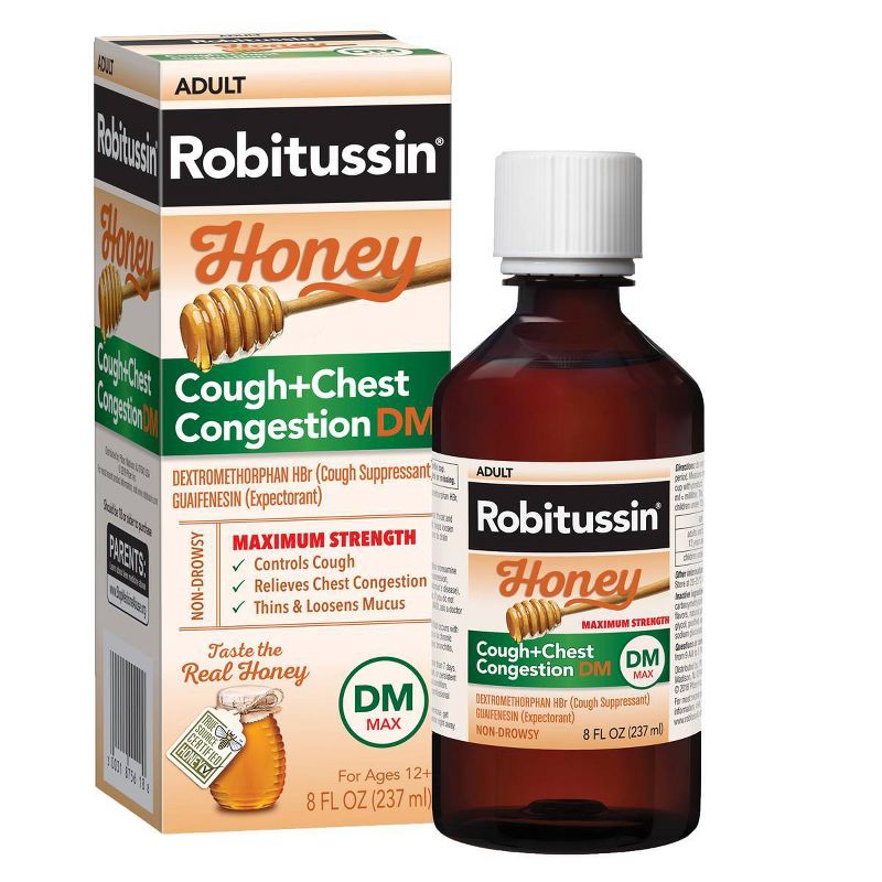 Robitussin Cough + Chest Congestion DM MAX Relief Liquid - Dextromethorphan - Honey - 8 fl oz