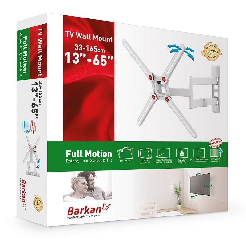 Barkan 13-65" 4-Movement / Full Motion TV Wall Mount - White