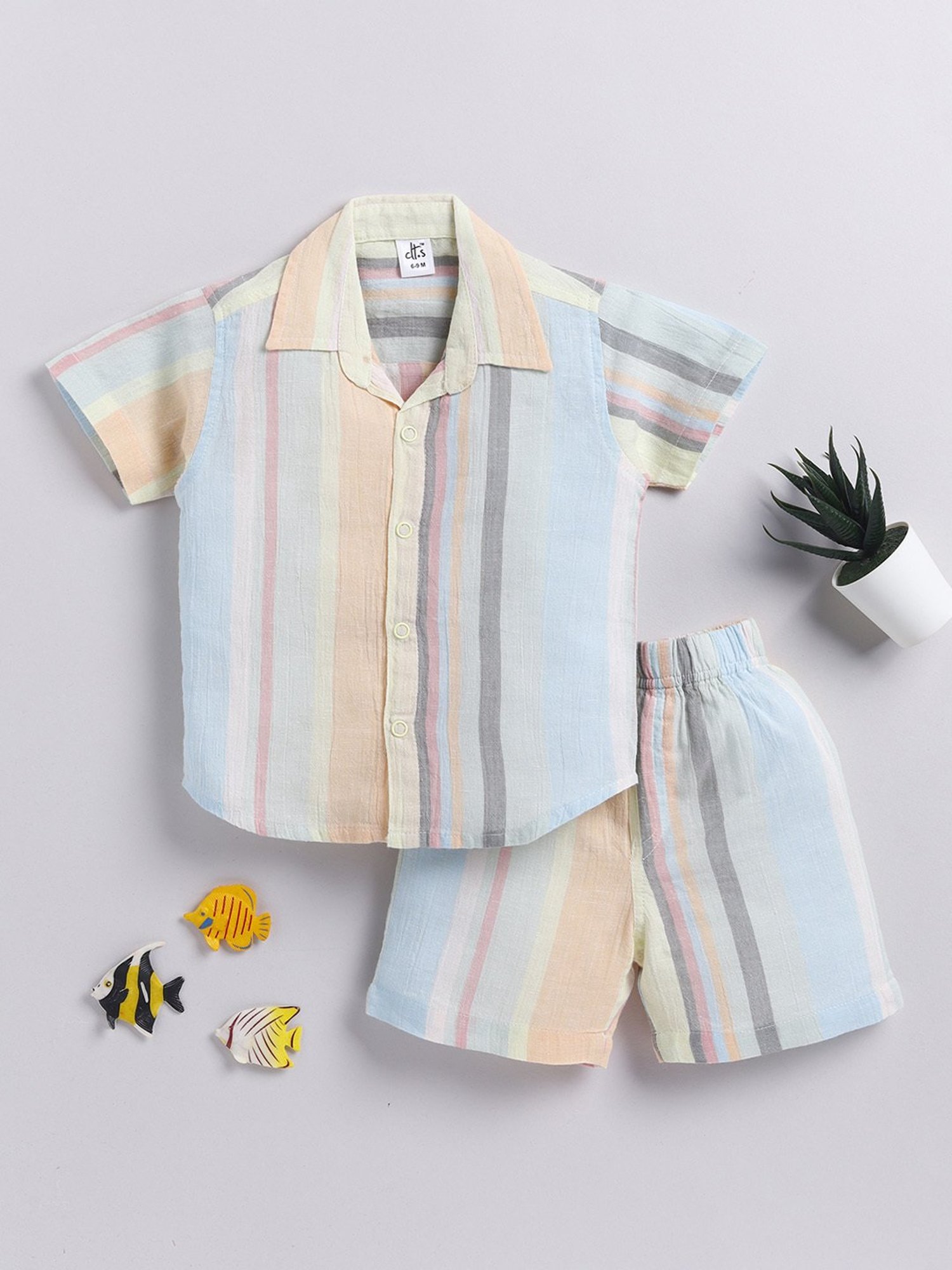 Clt.s Unisex Multi Cotton Striped Co-ord Set