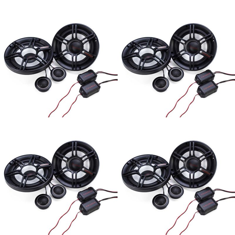 Crunch 300W Full Range 2 Way 4 Ohm Component 6.5" Speaker Pair CS65C (4 Pack)